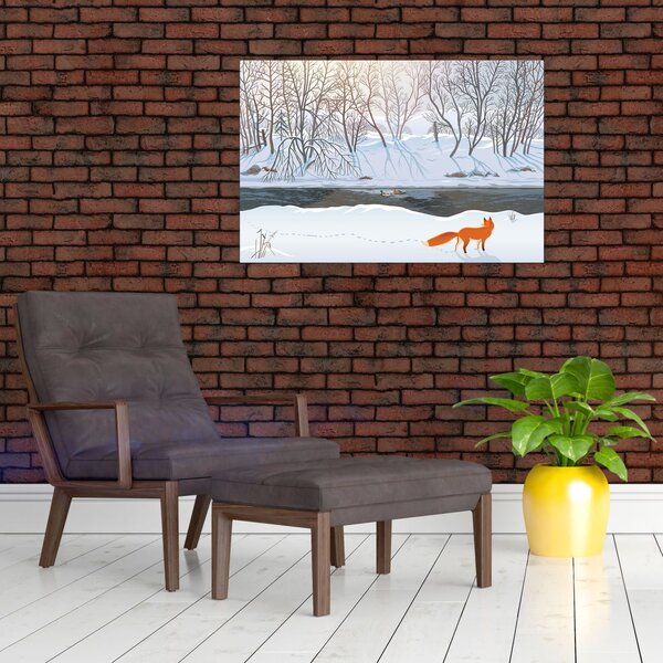 Slika - Lisica v zimski pokrajini (90x60 cm)