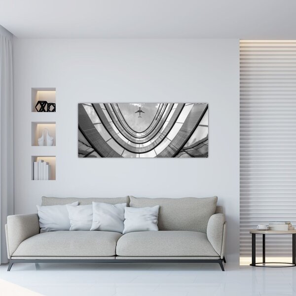 Slika - Letalo nad zgradbo (120x50 cm)
