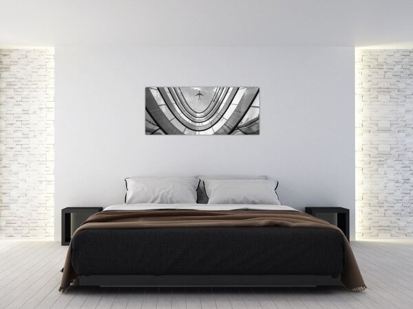 Slika - Letalo nad zgradbo (120x50 cm)