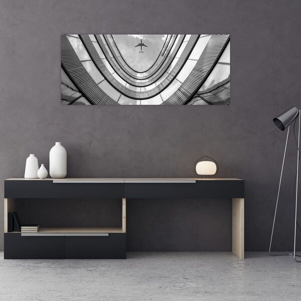 Slika - Letalo nad zgradbo (120x50 cm)