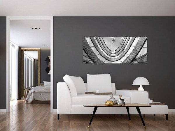 Slika - Letalo nad zgradbo (120x50 cm)