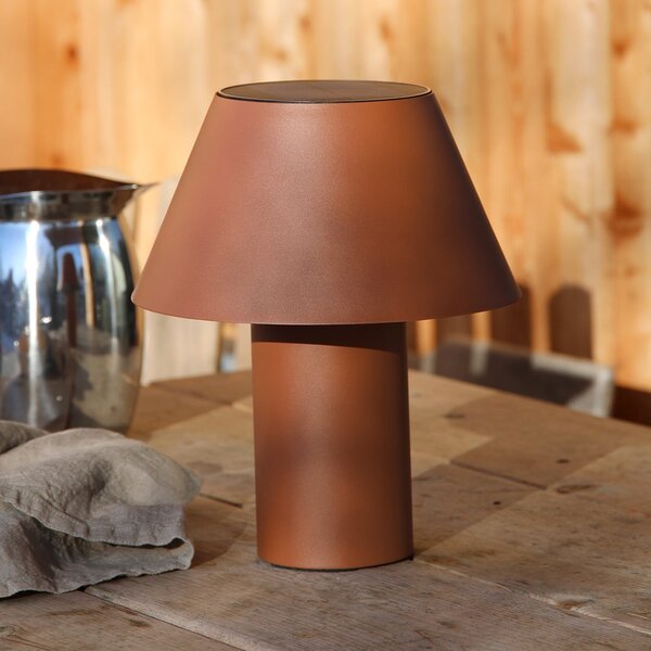 Markslöjd LED solarna stolna lampa Vivo, smeđa, IP44, visina 30 cm, dim., prigušiva, Smeđa / hrđa, Metal