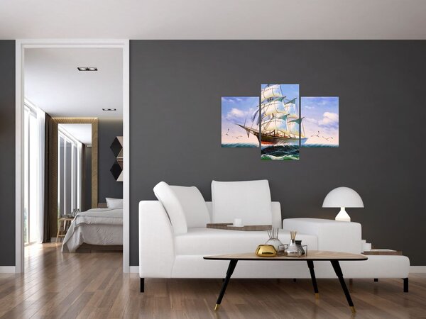 Slika ladje na valovih (90x60 cm)