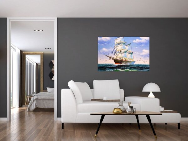Slika ladje na valovih (90x60 cm)