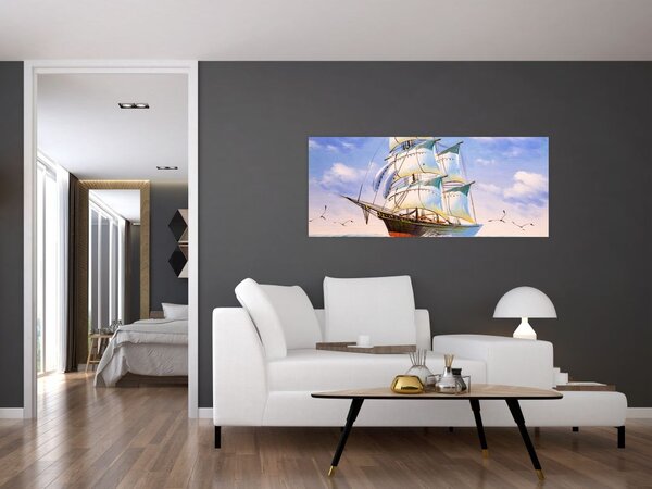 Slika ladje na valovih (120x50 cm)