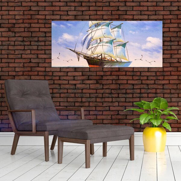 Slika ladje na valovih (120x50 cm)
