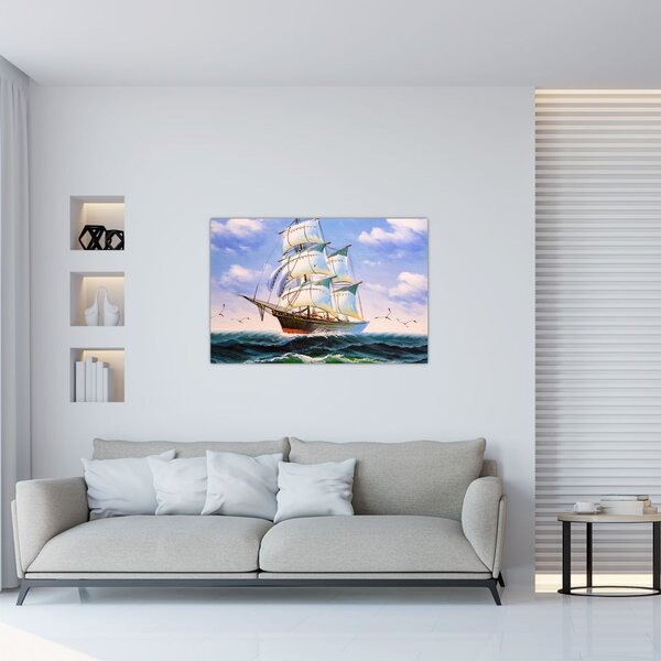 Slika ladje na valovih (90x60 cm)