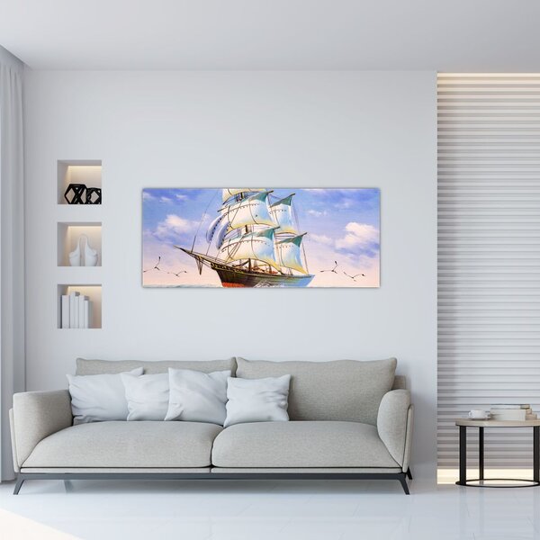 Slika ladje na valovih (120x50 cm)