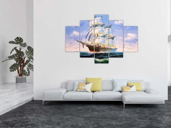 Slika ladje na valovih (150x105 cm)