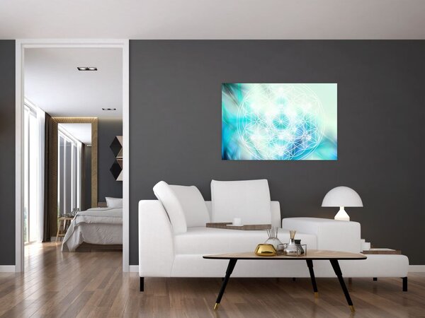 Slika - Merkaba v turkiznem ozadju (90x60 cm)