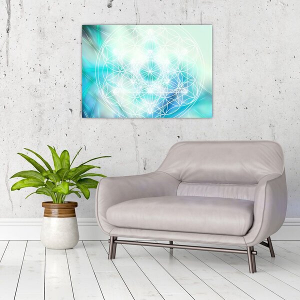 Slika - Merkaba v turkiznem ozadju (70x50 cm)