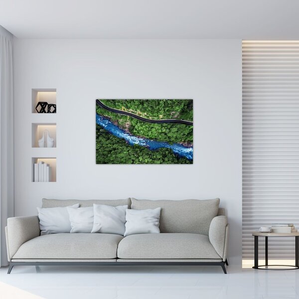 Slika - Reka med gorami, Kavkaz, Rusija (90x60 cm)
