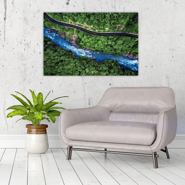 Slika - Reka med gorami, Kavkaz, Rusija (90x60 cm)