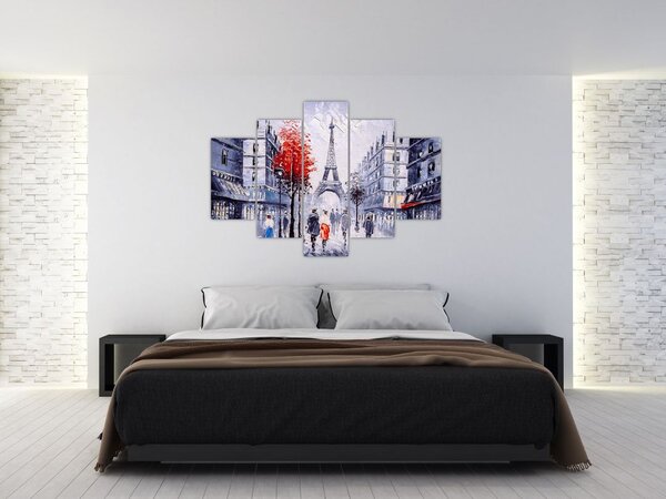 Slika ulice v Parizu, oljna slika (150x105 cm)