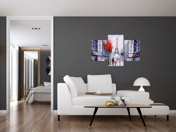 Slika ulice v Parizu, oljna slika (90x60 cm)