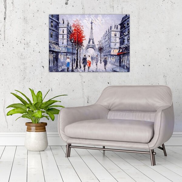 Slika ulice v Parizu, oljna slika (70x50 cm)