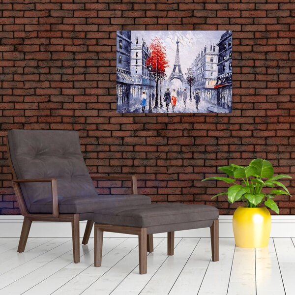Slika ulice v Parizu, oljna slika (70x50 cm)