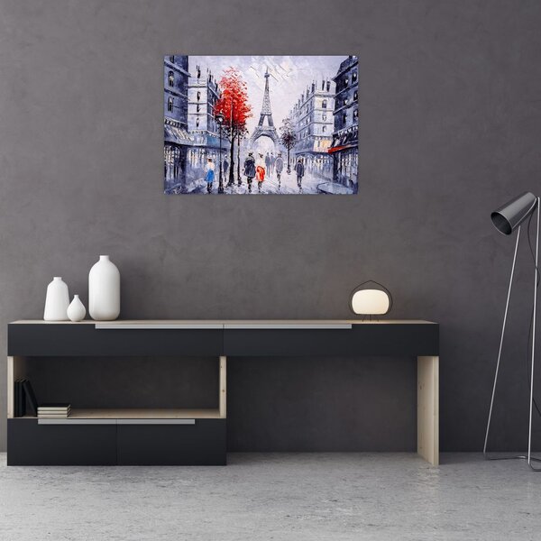 Slika ulice v Parizu, oljna slika (70x50 cm)
