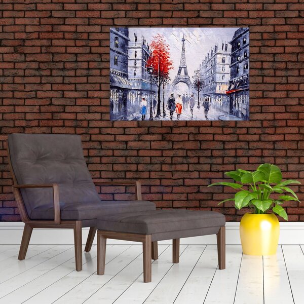 Slika ulice v Parizu, oljna slika (90x60 cm)