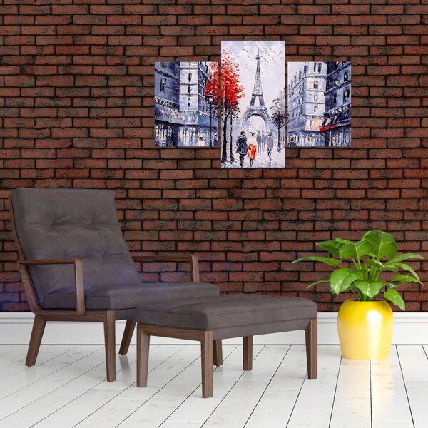 Slika ulice v Parizu, oljna slika (90x60 cm)