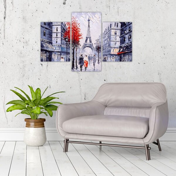 Slika ulice v Parizu, oljna slika (90x60 cm)