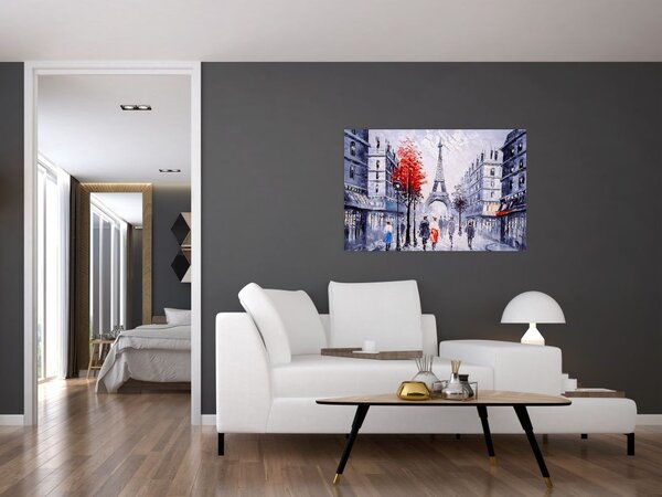 Slika ulice v Parizu, oljna slika (90x60 cm)