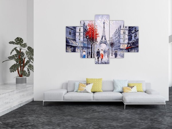 Slika ulice v Parizu, oljna slika (150x105 cm)