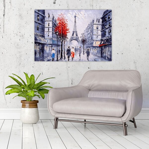 Slika ulice v Parizu, oljna slika (90x60 cm)