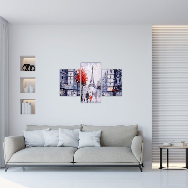 Slika ulice v Parizu, oljna slika (90x60 cm)