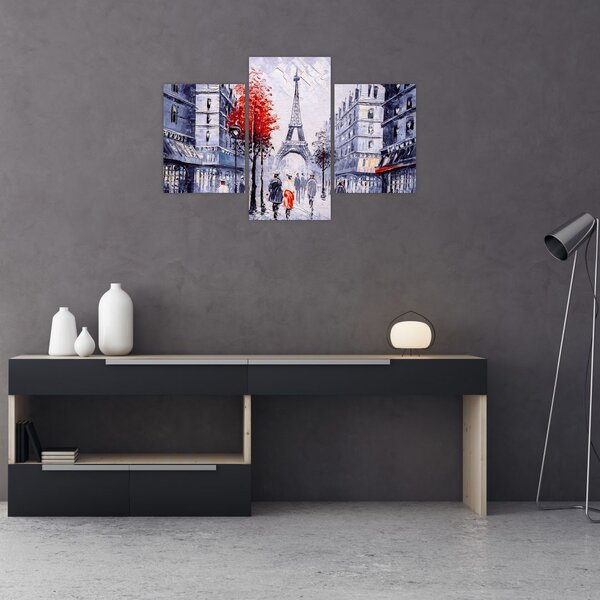 Slika ulice v Parizu, oljna slika (90x60 cm)