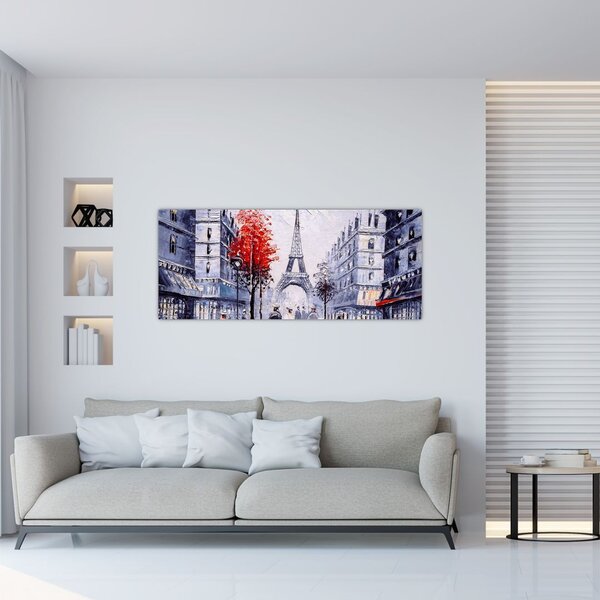 Slika ulice v Parizu, oljna slika (120x50 cm)