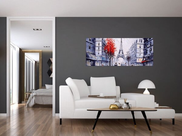 Slika ulice v Parizu, oljna slika (120x50 cm)