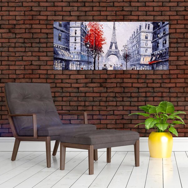 Slika ulice v Parizu, oljna slika (120x50 cm)