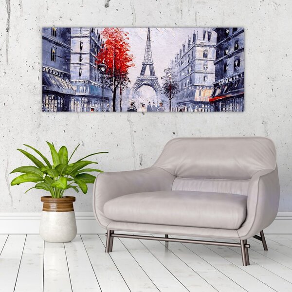 Slika ulice v Parizu, oljna slika (120x50 cm)