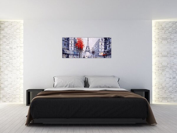 Slika ulice v Parizu, oljna slika (120x50 cm)