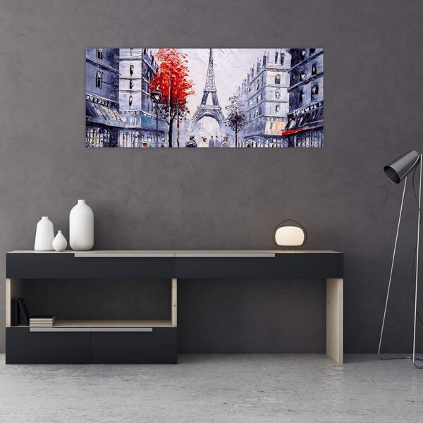 Slika ulice v Parizu, oljna slika (120x50 cm)