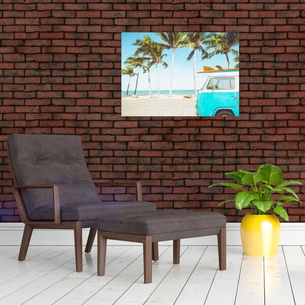 Slika - Starodobni kombi na plaži (70x50 cm)