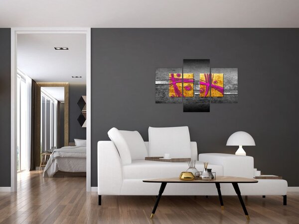 Slika barvnih kvadratkov na črnem ozadju (90x60 cm)