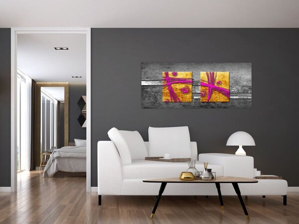 Slika barvnih kvadratkov na črnem ozadju (120x50 cm)