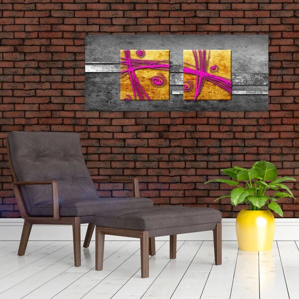Slika barvnih kvadratkov na črnem ozadju (120x50 cm)