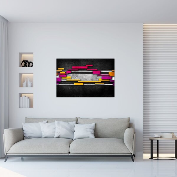Slika barvite abstrakcije na črnem ozadju (90x60 cm)