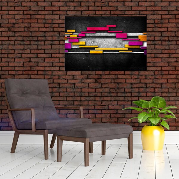 Slika barvite abstrakcije na črnem ozadju (90x60 cm)