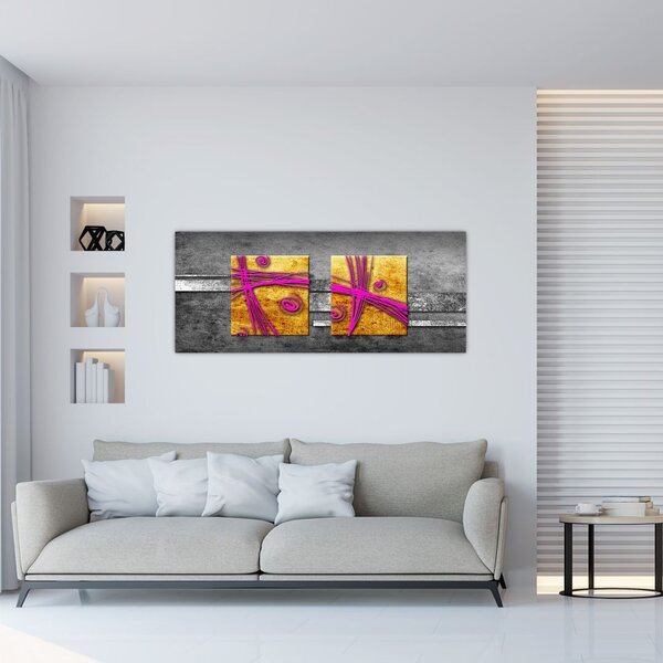 Slika barvnih kvadratkov na črnem ozadju (120x50 cm)