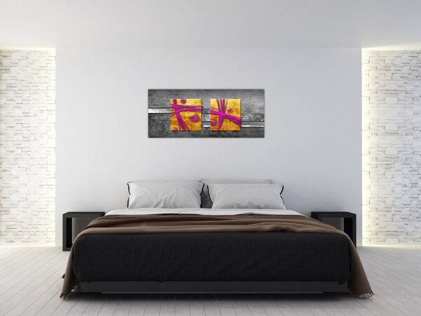Slika barvnih kvadratkov na črnem ozadju (120x50 cm)