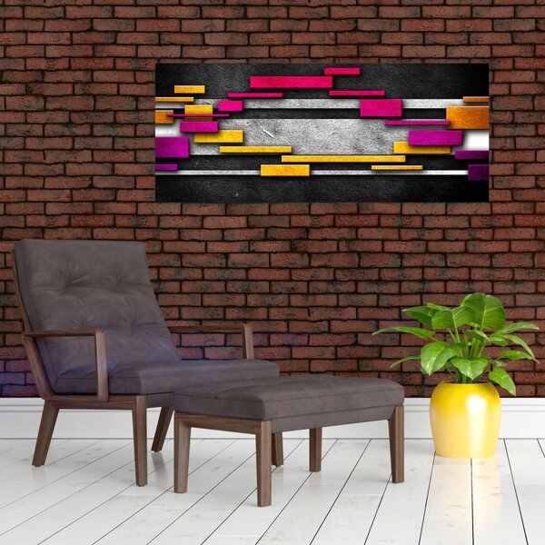 Slika barvite abstrakcije na črnem ozadju (120x50 cm)