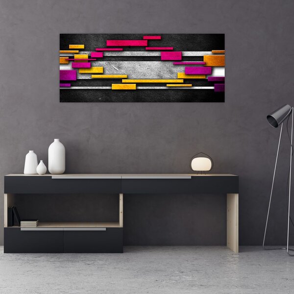 Slika barvite abstrakcije na črnem ozadju (120x50 cm)
