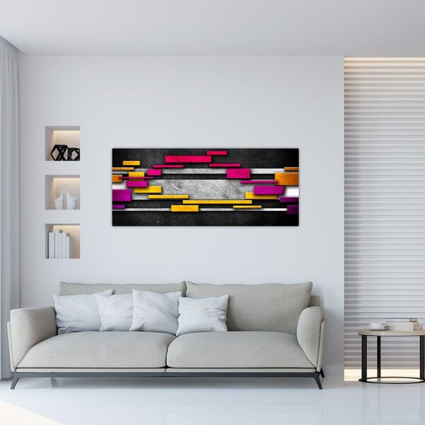 Slika barvite abstrakcije na črnem ozadju (120x50 cm)