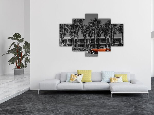 Slika - Retro rdeč avto (150x105 cm)
