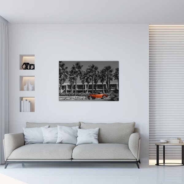 Slika - Retro rdeč avto (90x60 cm)