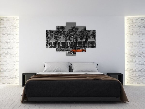 Slika - Retro rdeč avto (150x105 cm)
